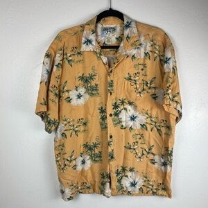 Big Dog Rayon Hawaiian Floral Tropical Palm Novelty Button Down Shirt Men’s med‎
